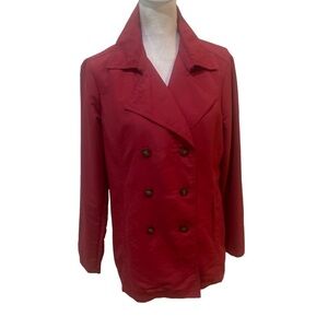 Eddie Bauer polyester cranberry outer pea coat style jacket lined size medium